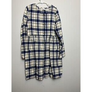 Hanna Andersson  Plaid Flannel Dress  Blue Long Sleeve 140 US Girls 10